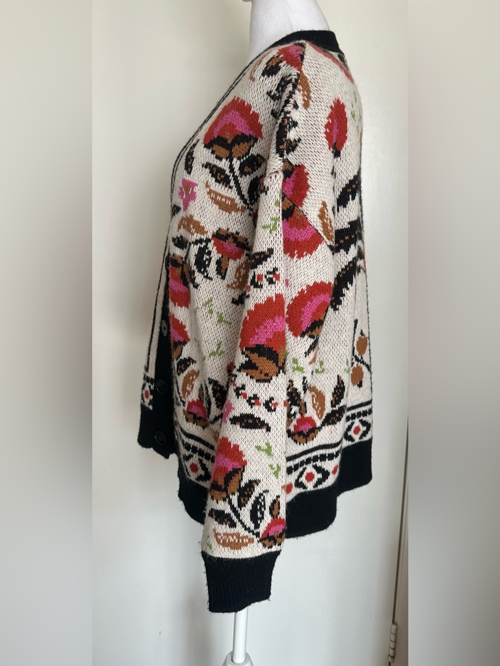 Farm Rio Palms Paradise Sand Knit Cardigan Sweater Women’s Size XS Oversized - Picture 15 of 16